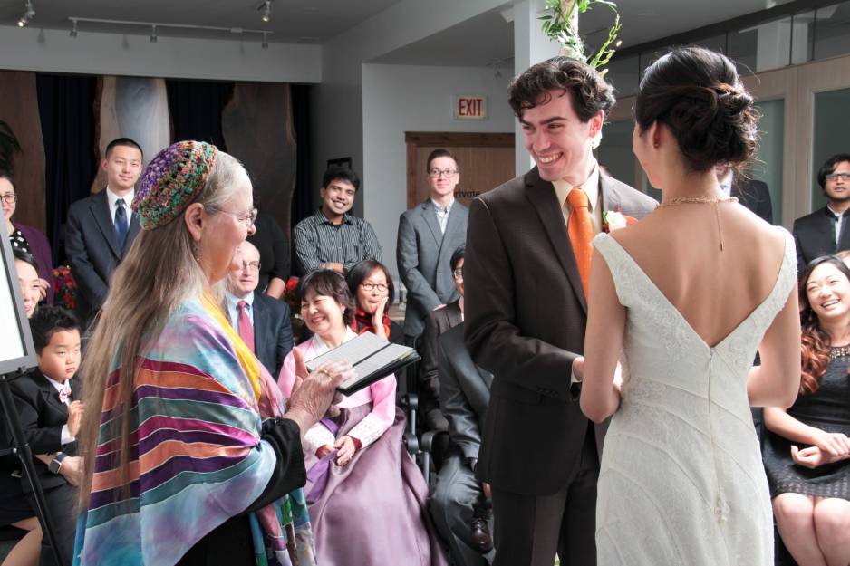 Rabbinic Pastor officiating wedding